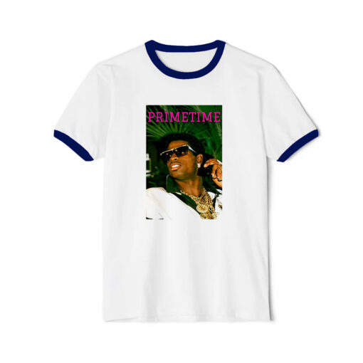 Jc On Deion Sanders Deion Primetime Sanders Ringer Navy Tee