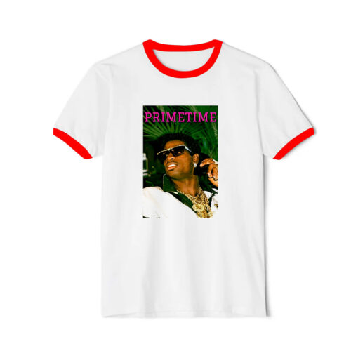 Jc On Deion Sanders Deion Primetime Sanders Ringer Red Tee