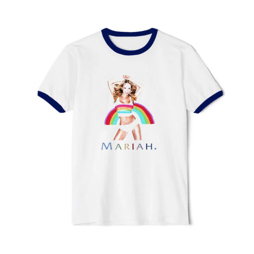 Mariah Carey Rainbow Photo Ringer Navy Tee