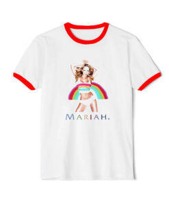 Mariah Carey Rainbow Photo Ringer Red Tee