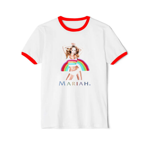 Mariah Carey Rainbow Photo Ringer Red Tee