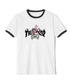 Peppa Pig Gangster X Thrasher Parody Ringer Black Tee