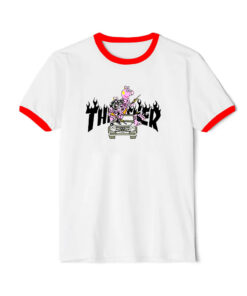 Peppa Pig Gangster X Thrasher Parody Ringer Red Tee