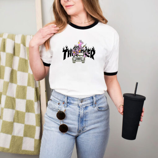 Peppa Pig Gangster X Thrasher Parody Ringer Tee