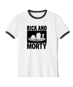 Rick And Morty Black And White Ringer Black Tee