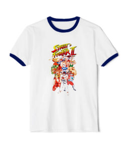 Street Fighter Group Shot Ringer Navy Tee