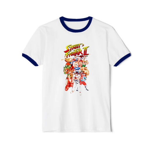 Street Fighter Group Shot Ringer Navy Tee