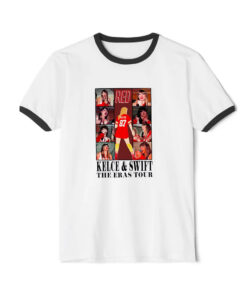 Taylor Swift x Travis Kelce The Eras Tour Merch Ringer Black Tee