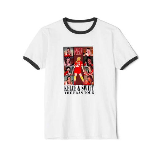 Taylor Swift x Travis Kelce The Eras Tour Merch Ringer Black Tee