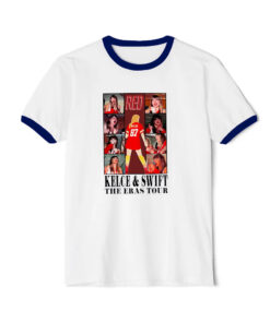 Taylor Swift x Travis Kelce The Eras Tour Merch Ringer Navy Tee