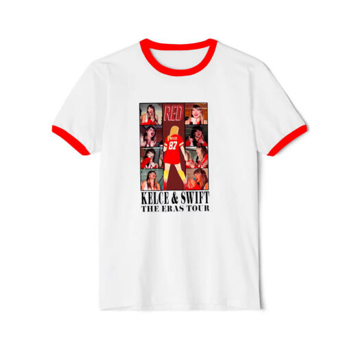 Taylor Swift x Travis Kelce The Eras Tour Merch Ringer Red Tee