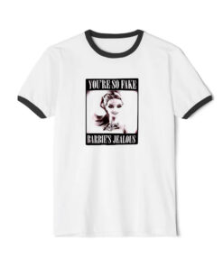 Youre So Fake Barbies Jealous Ringer Black Tee