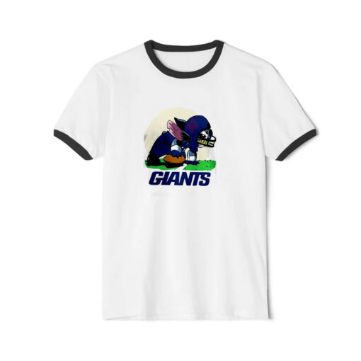 Angry Stitch New York Giants Graphic Ringer Black Tee