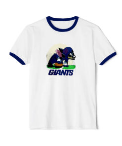 Angry Stitch New York Giants Graphic Ringer Navy Tee