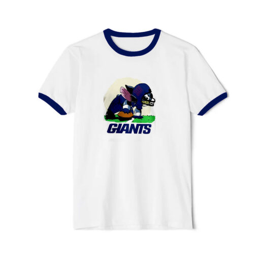 Angry Stitch New York Giants Graphic Ringer Navy Tee