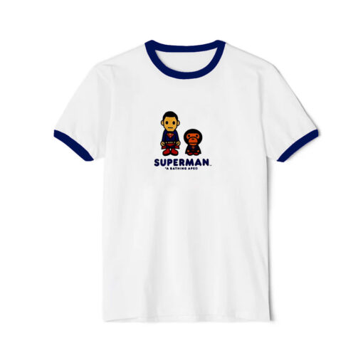 BAPE x Baby Milo Superman Relaxed Fit Ringer Navy Tee