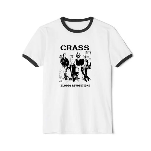 Bloody Revolutions Crass Retro Cool Vintage Ringer Black Tee