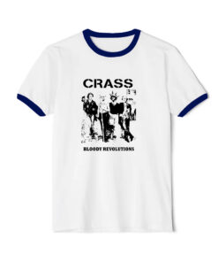 Bloody Revolutions Crass Retro Cool Vintage Ringer Navy Tee