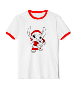 Disney Lilo & Stitch Christmas Stitch Santa Claus Portrait Ringer Red Tee