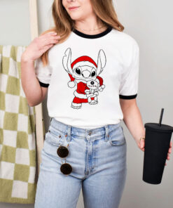 Disney Lilo & Stitch Christmas Stitch Santa Claus Portrait Ringer Tee