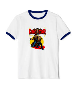 Doctor Who Comic Cartoon Anime Retro Vintage Ringer Navy Tee