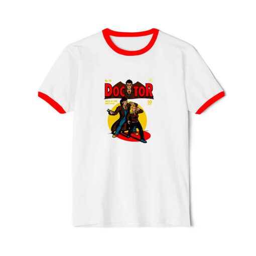 Doctor Who Comic Cartoon Anime Retro Vintage Ringer Red Tee