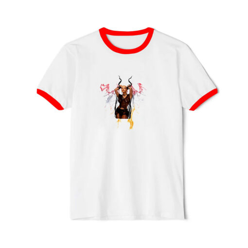 Doja Cat Demons Lightning Ringer Red Tee