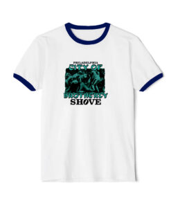 Eagles Philadelphia The City Of Brotherly Shove Ringer Navy Tee