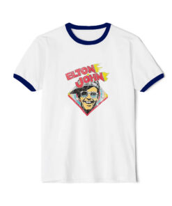 Elton John Rocket Man Honky Chateau Rock Ringer Navy Tee