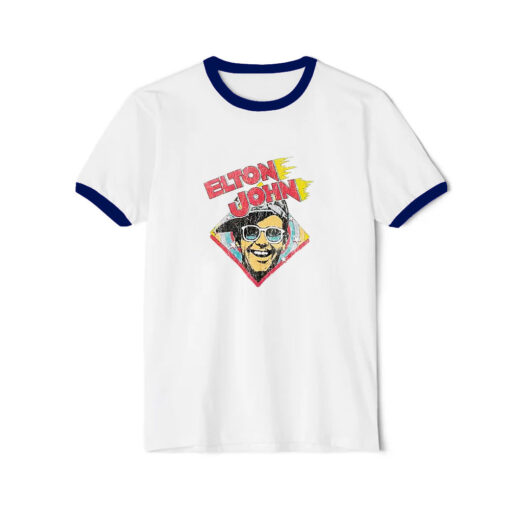 Elton John Rocket Man Honky Chateau Rock Ringer Navy Tee