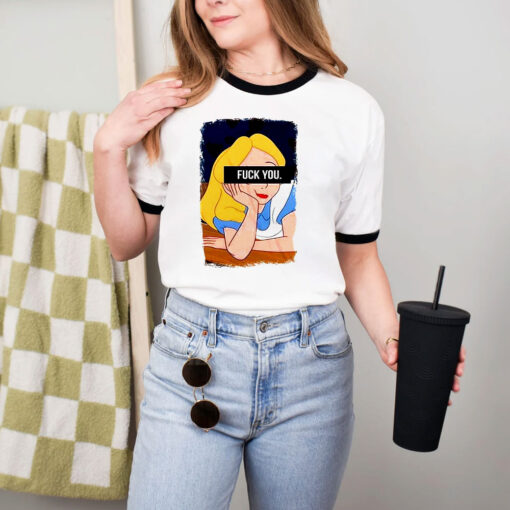 FUck You Alice in Wonderland Funny Parody Ringer Tee