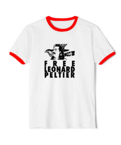 Free Leonard Peltier American Indian Movement Native Ringer Red Tee