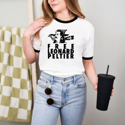 Free Leonard Peltier American Indian Movement Native Ringer Tee