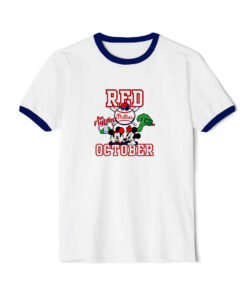 Funny Mickey Disney Red October Phillies Ringer Navy Tee