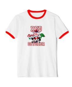 Funny Mickey Disney Red October Phillies Ringer Red Tee