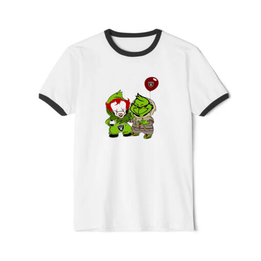 Georgie And Grinch Las Vegas Raiders Ringer Black Tee