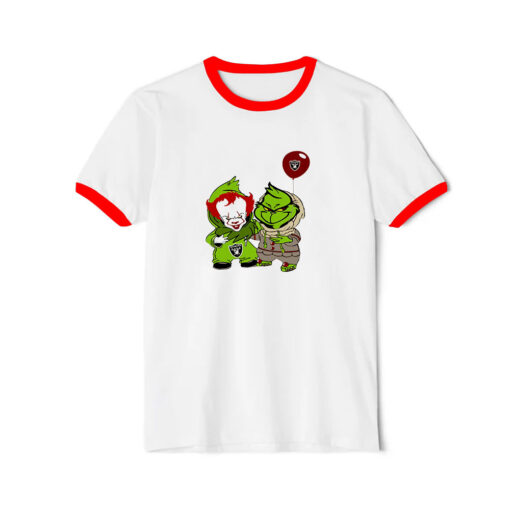 Georgie And Grinch Las Vegas Raiders Ringer Red Tee