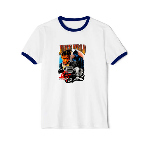 Juice Wrld Hear Me Calling Hip Hop Ringer Navy Tee