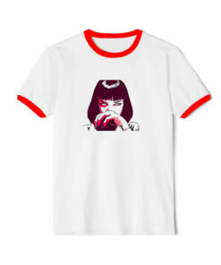 Mia Wallace Quentin Pulp Fiction Movie Film Retro Ringer Red Tee