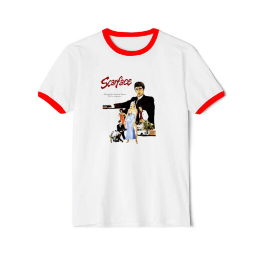 Scarface Al Pacino Film Movie Poster Ringer Red Tee