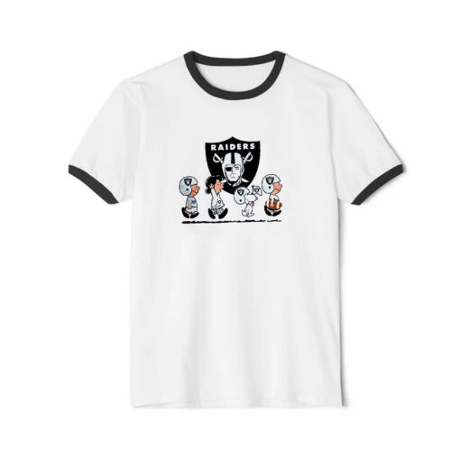 Snoopy And Friends Walking Las Vegas Raiders Ringer Black Tee