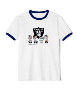 Snoopy And Friends Walking Las Vegas Raiders Ringer Navy Tee