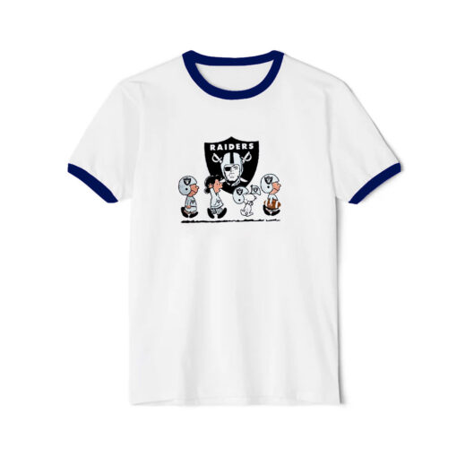 Snoopy And Friends Walking Las Vegas Raiders Ringer Navy Tee