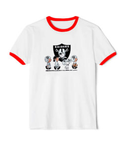 Snoopy And Friends Walking Las Vegas Raiders Ringer Red Tee