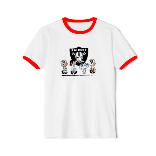 Snoopy And Friends Walking Las Vegas Raiders Ringer Red Tee