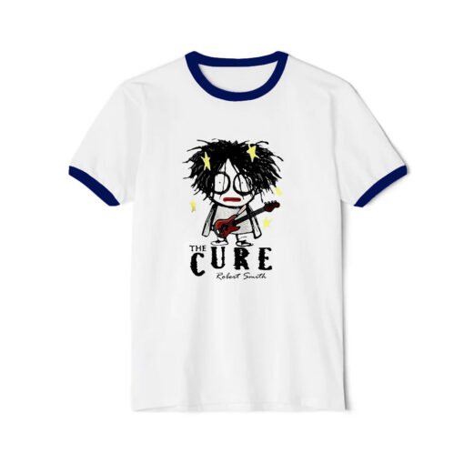 The Cure Robert Smith Funny Ringer Navy Tee