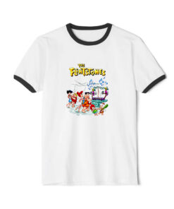 The Flintstones Cartoon Funny Ringer Black Tee