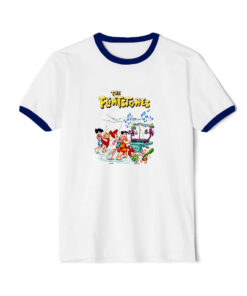 The Flintstones Cartoon Funny Ringer Navy Tee