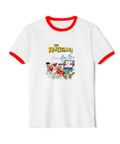 The Flintstones Cartoon Funny Ringer Red Tee