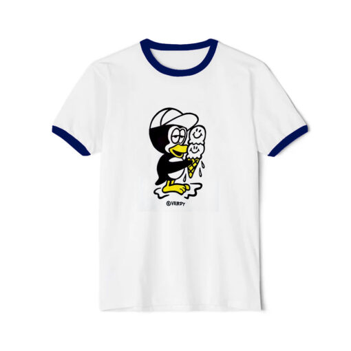 Uniqlo Pinguin Verdy rise again Ice Cream Ringer Navy Tee